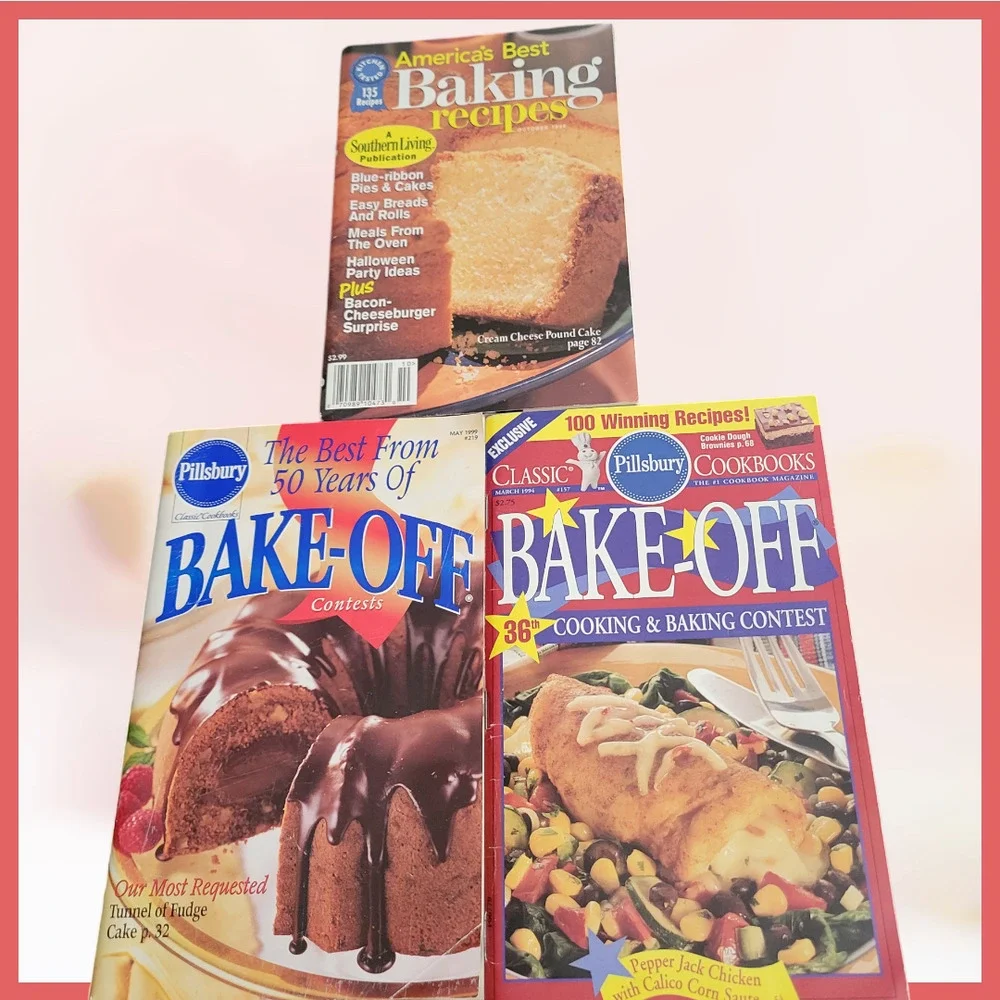 Three Vintage Cookbooks on baking 2 Pillsbury and 1 Southern‎ Living